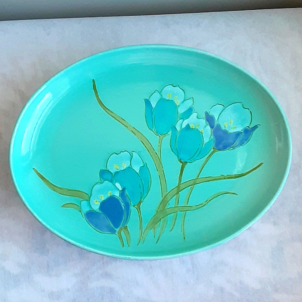 VINTAGE METLOX VERNON WARE TULIP TIME OVAL PLATTER